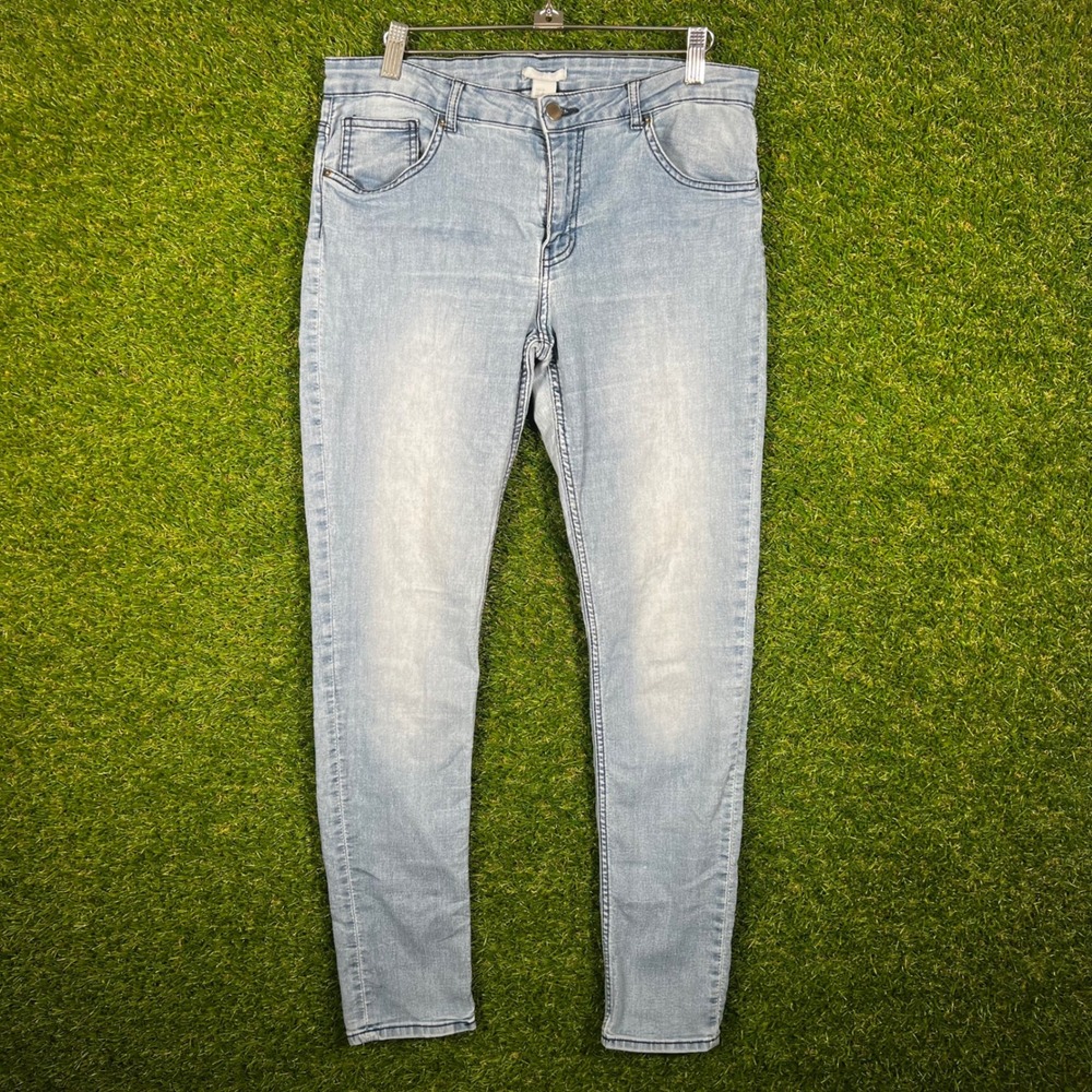 HM Skinny Jeans Womens 12 Light Wash Blue Denim Stretch 5‎ Pocket